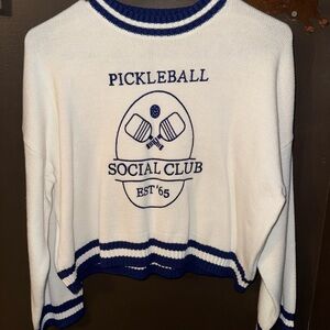Sincerely Jules White and Blue Pickleball Sweater